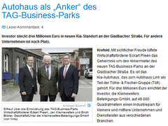 Westdeutsche Zeitung: Autohaus als Anker des TAG Business Parks: Neu