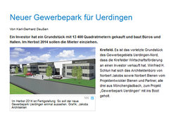 Westdeutsche Zeitung: Neuer Gewerbepark für Uerdingen