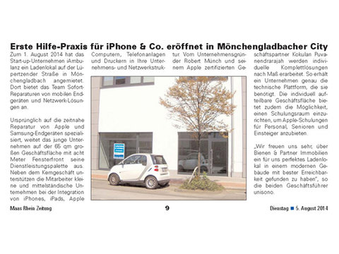 Maas Rhein Zeitung: Bienen & Partner vermietet Ladenlokal: Vorschau